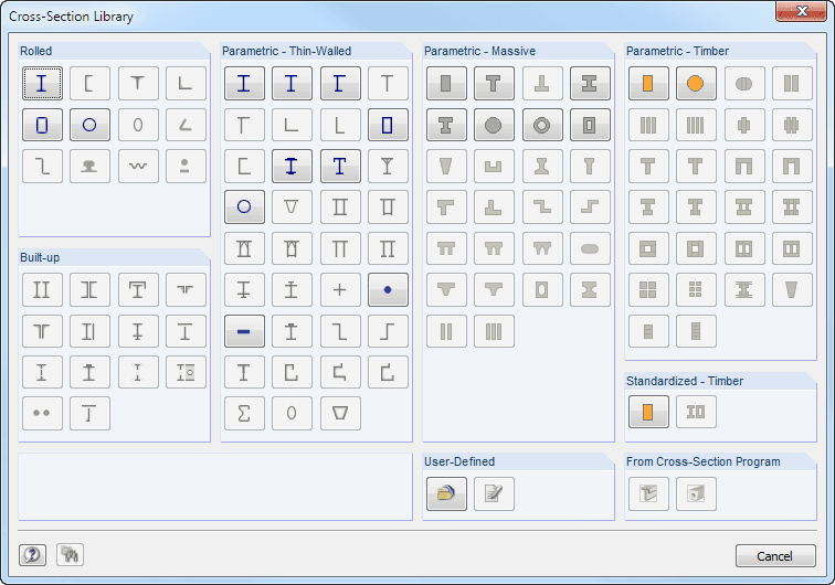 Sections disponibles