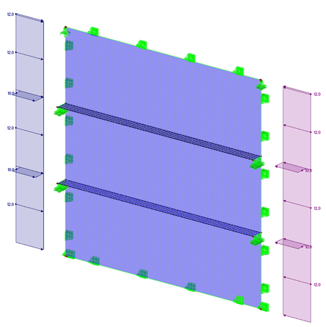 Bild 01 - FE-Modell eines längsversteiften Beulfeldes