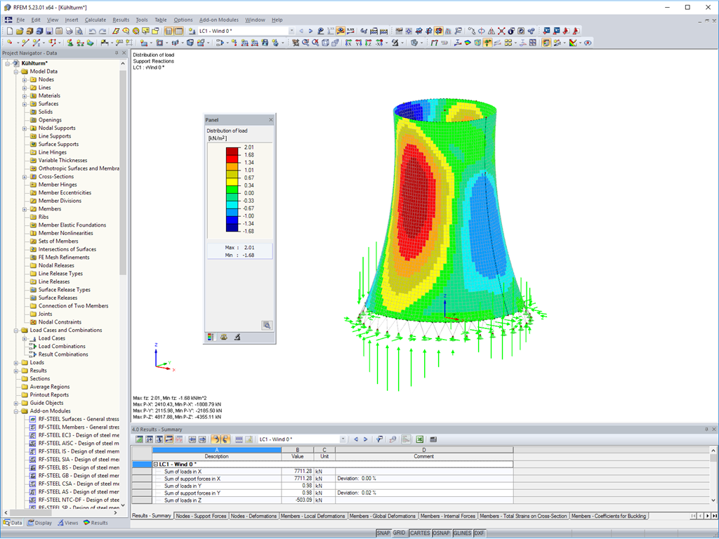 Affichage de la distribution des charges dans RFEM