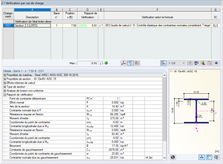 Stabilitätsnachweis inkl. Wölbkrafttorsion in RF-/STAHL AISC