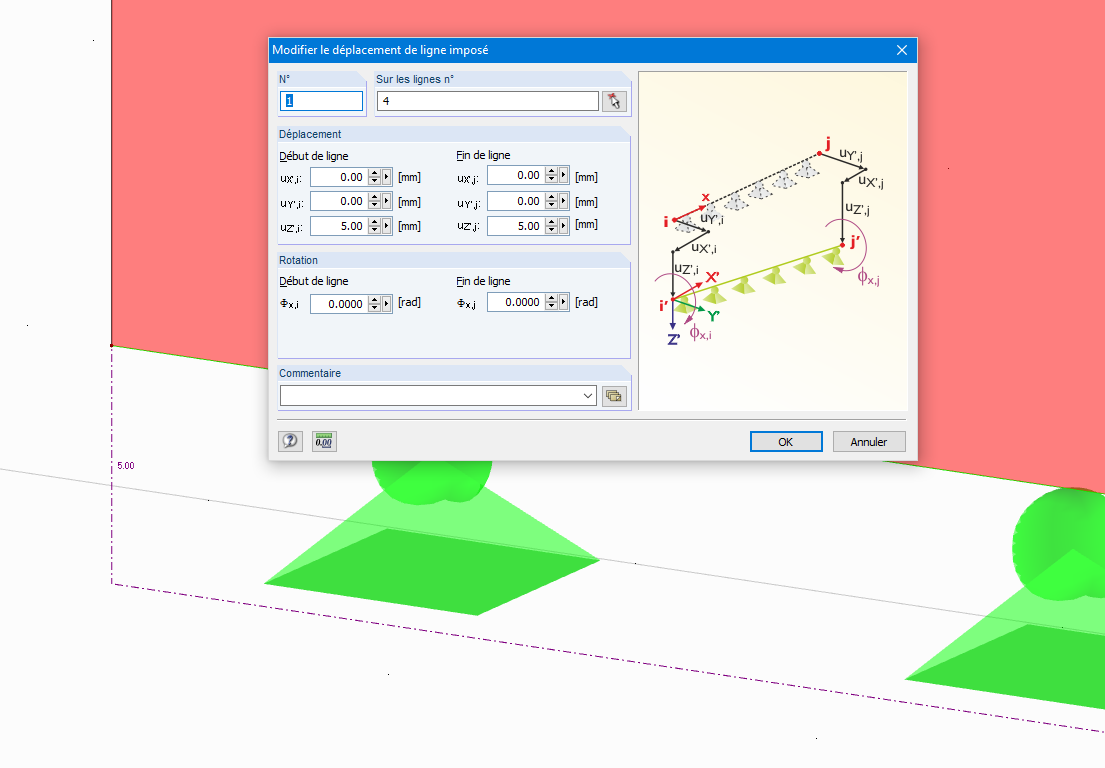 Type de charge « Déplacement de ligne imposé »