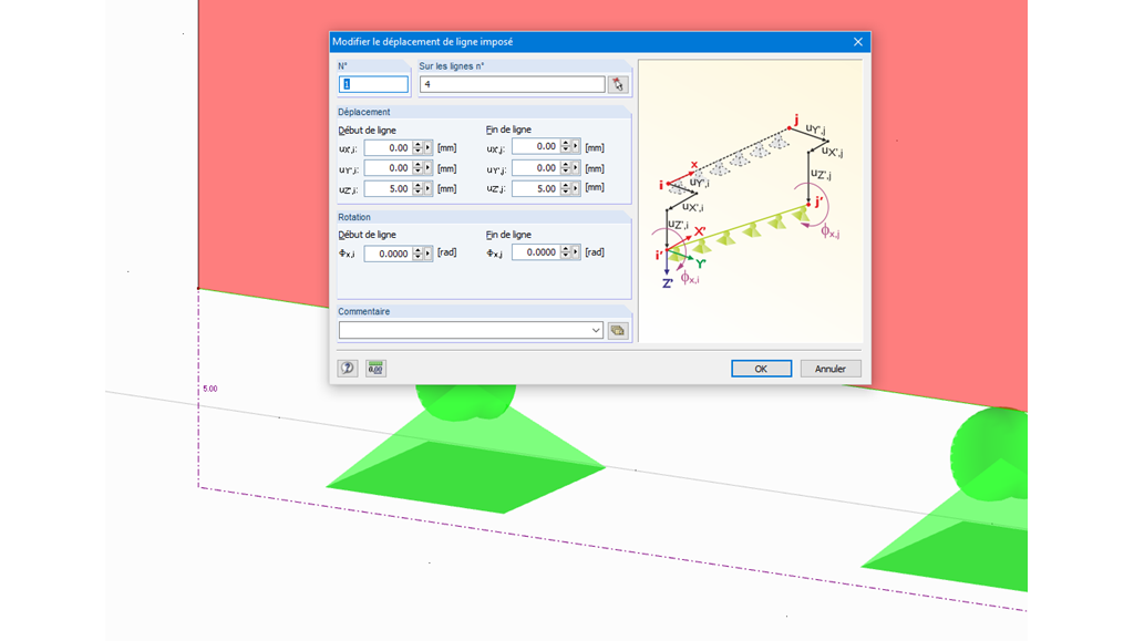 Type de charge « Déplacement de ligne imposé »