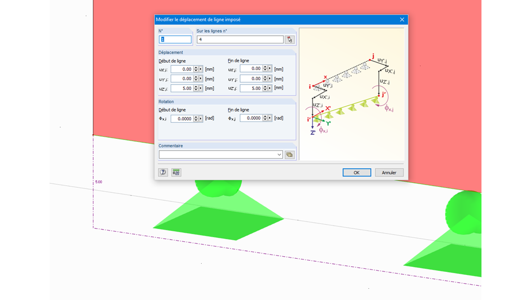 Type de charge « Déplacement de ligne imposé »