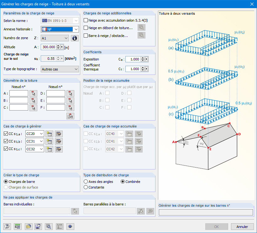 Schneelast nach Eurocode generieren