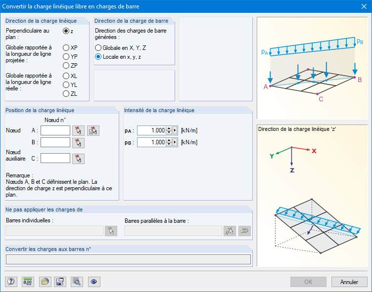 Freie Linienlast in Stablasten umwandeln