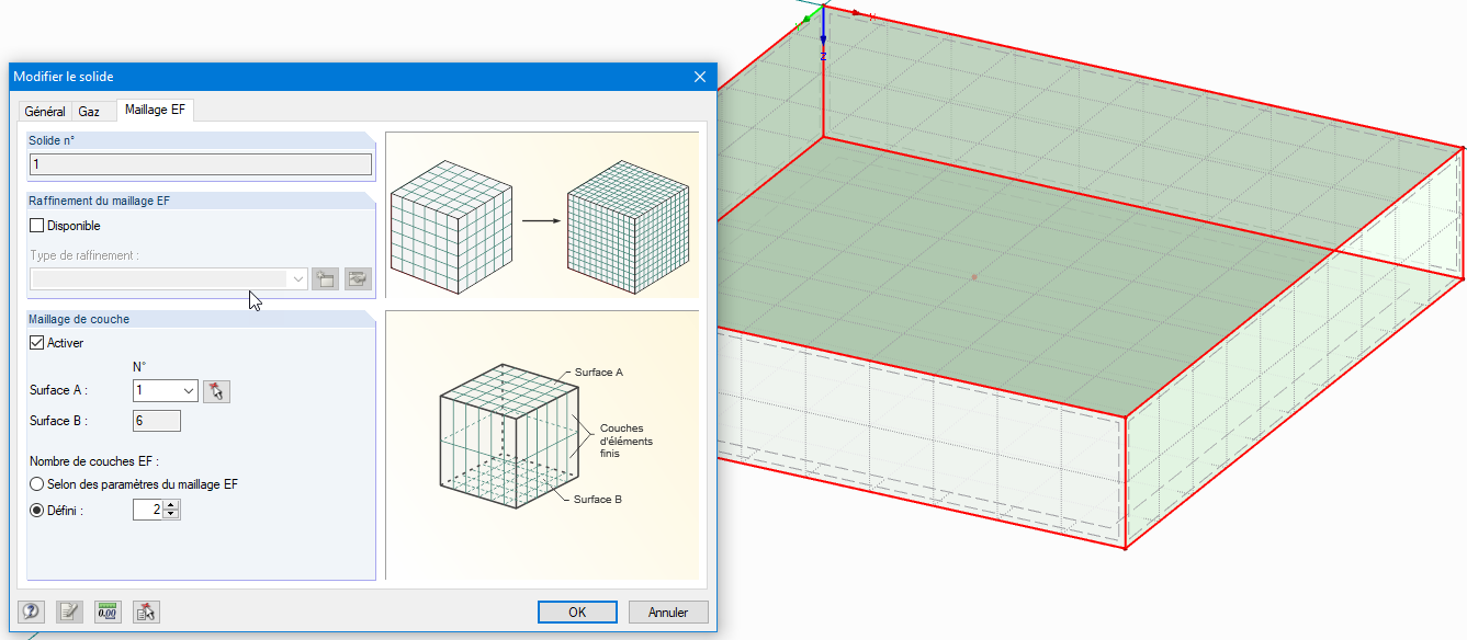 Définition du maillage EF d'un solide gazeux