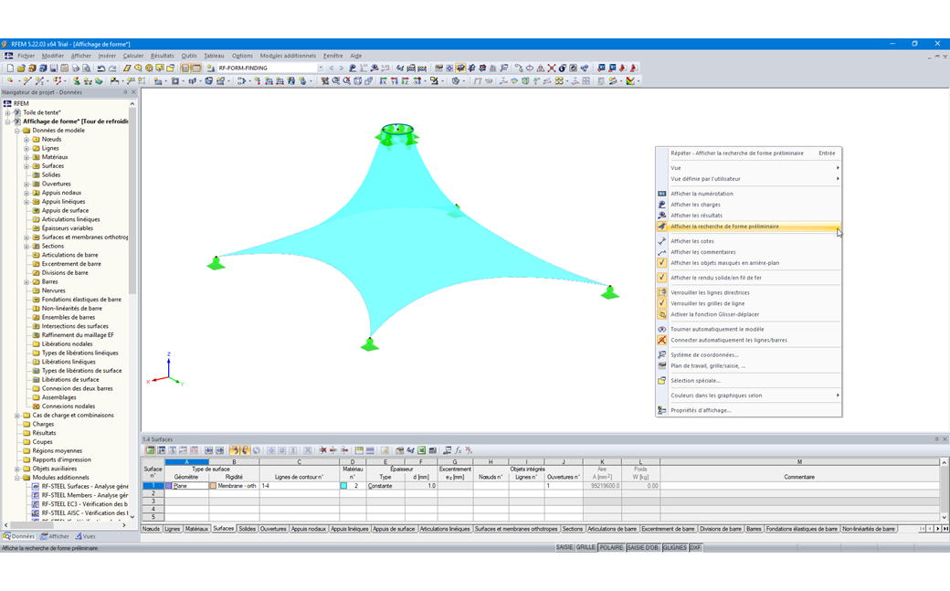 Funktion "Form anzeigen" im Kontextmenü
