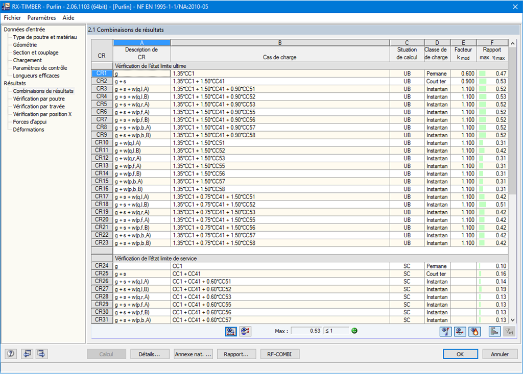 Maske 1.2 Ergebniskombinationen