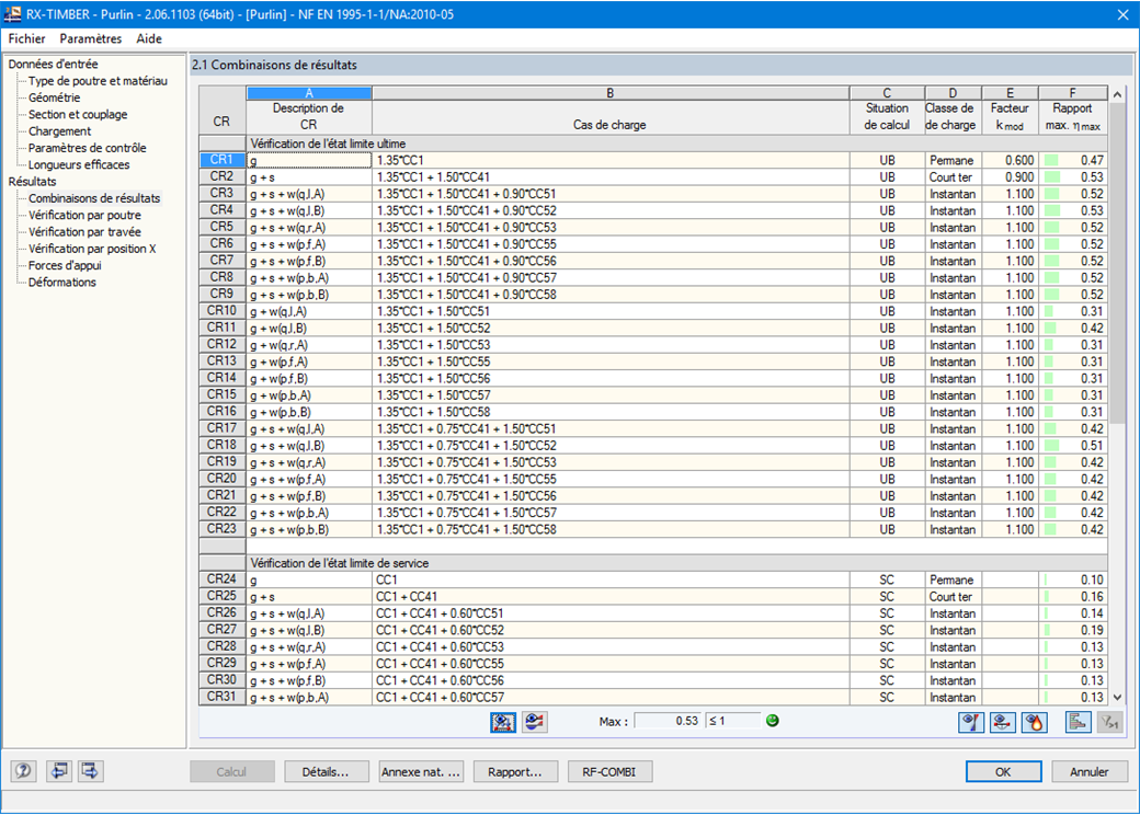 Maske 1.2 Ergebniskombinationen