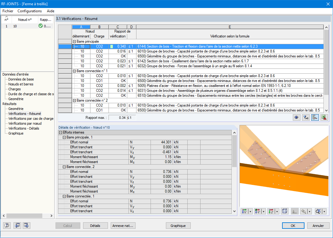 Ergebnisausgabe in Tabellenform