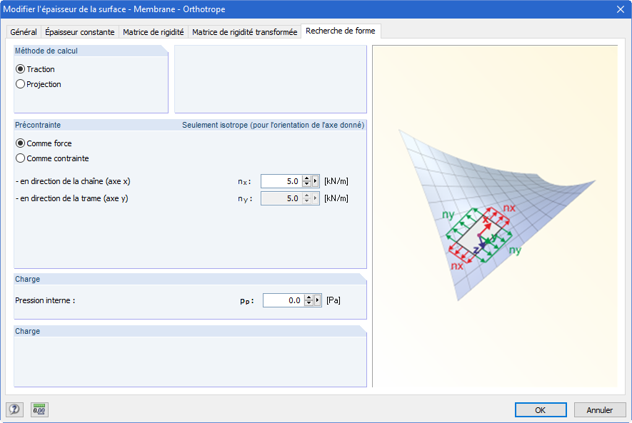 Vorspannungs-Parameter für Membrane