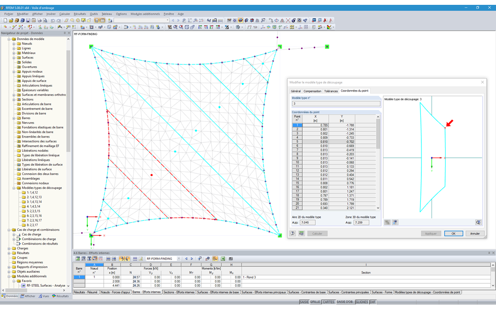 Darstellung der Schnittmuster im RFEM-Modell