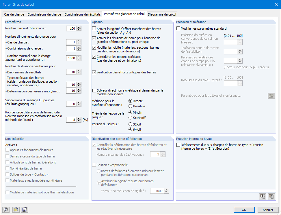Globale Berechnungsparameter