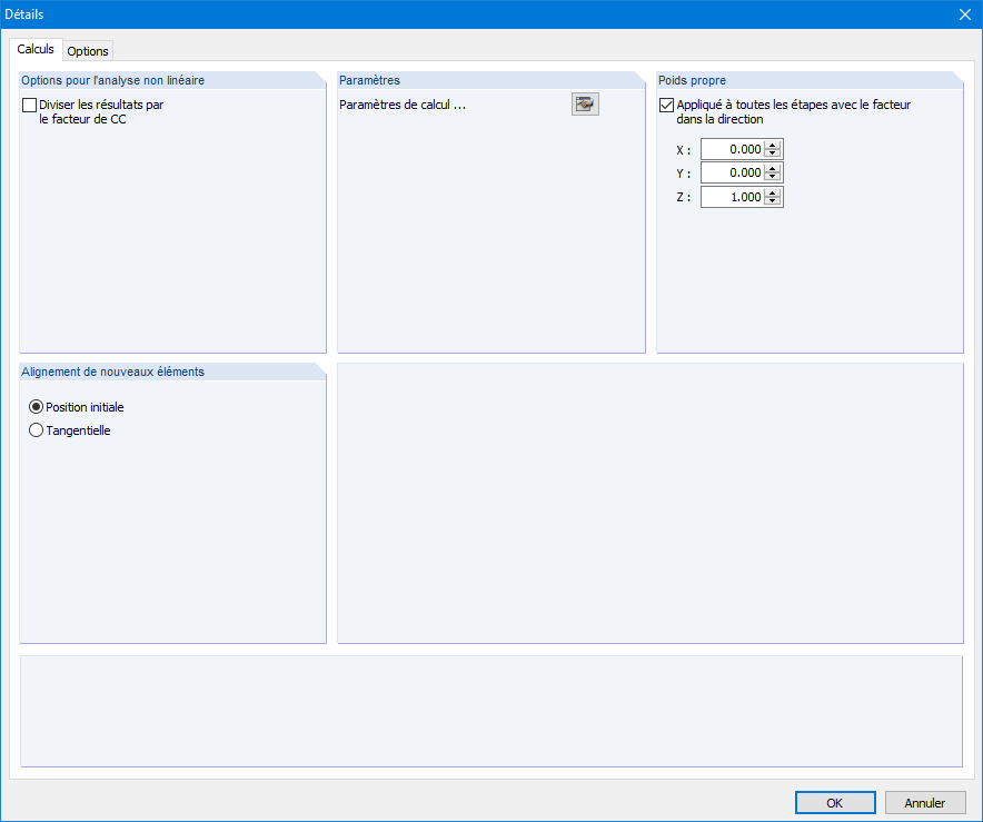 Detaileinstellungen für Berechnung