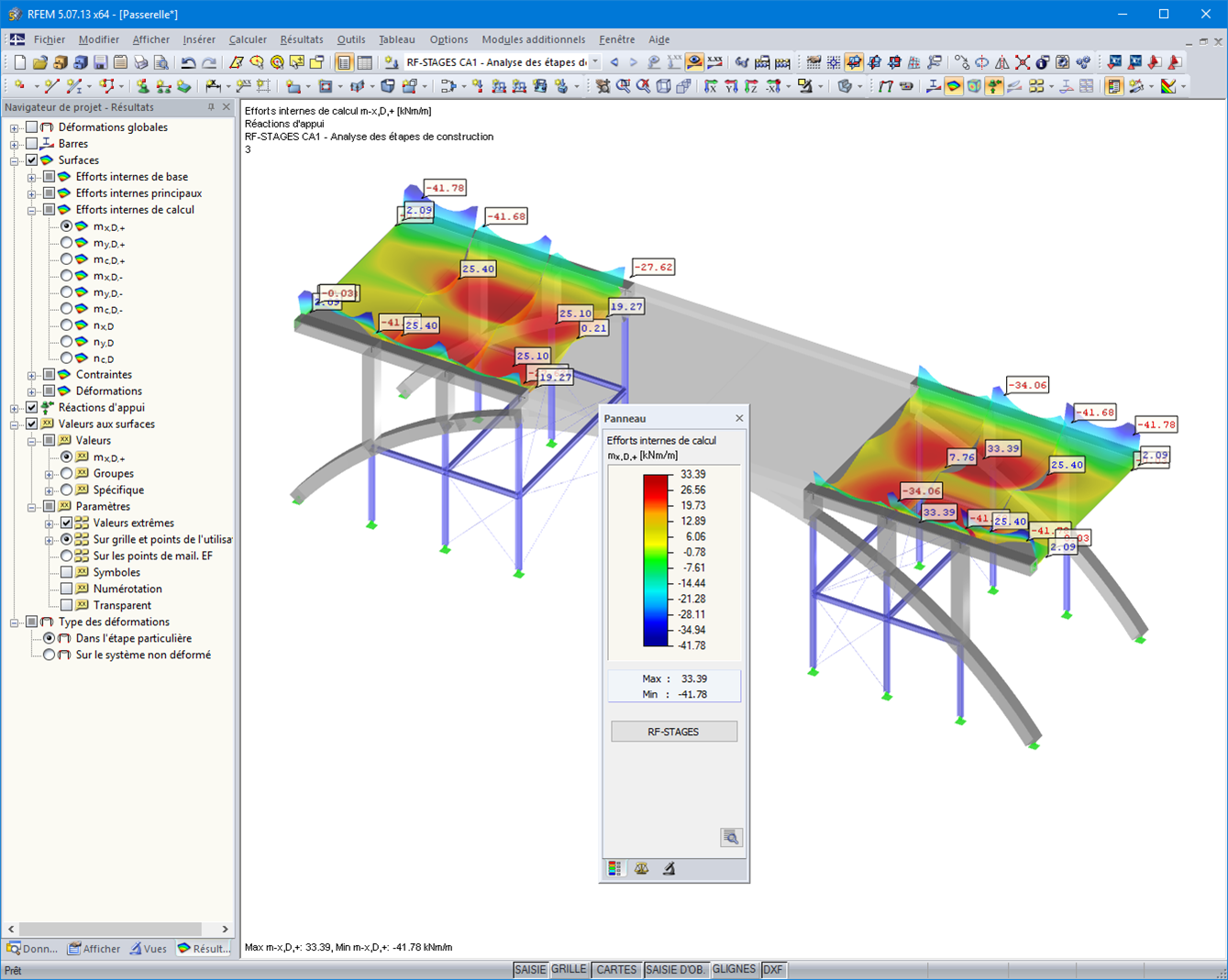 Bemessungsschnittgrößen für Bauzustand 3 in RFEM