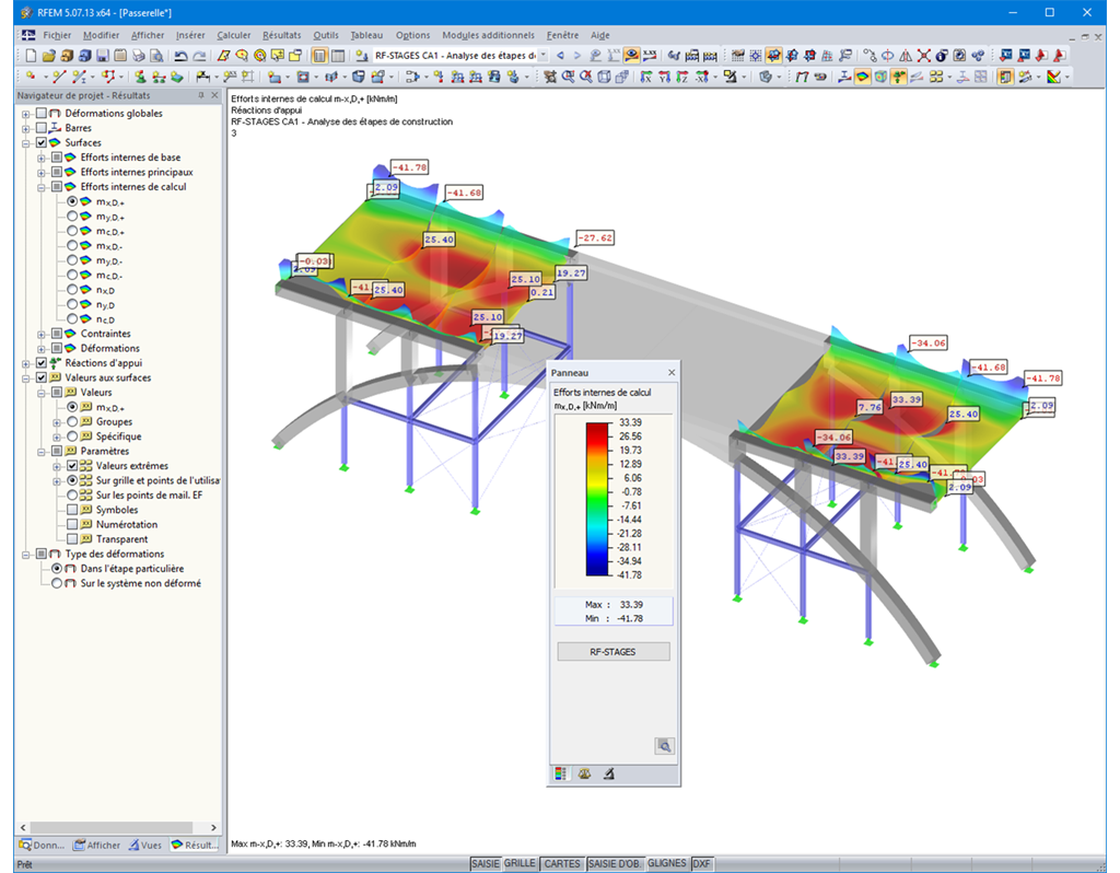 Bemessungsschnittgrößen für Bauzustand 3 in RFEM