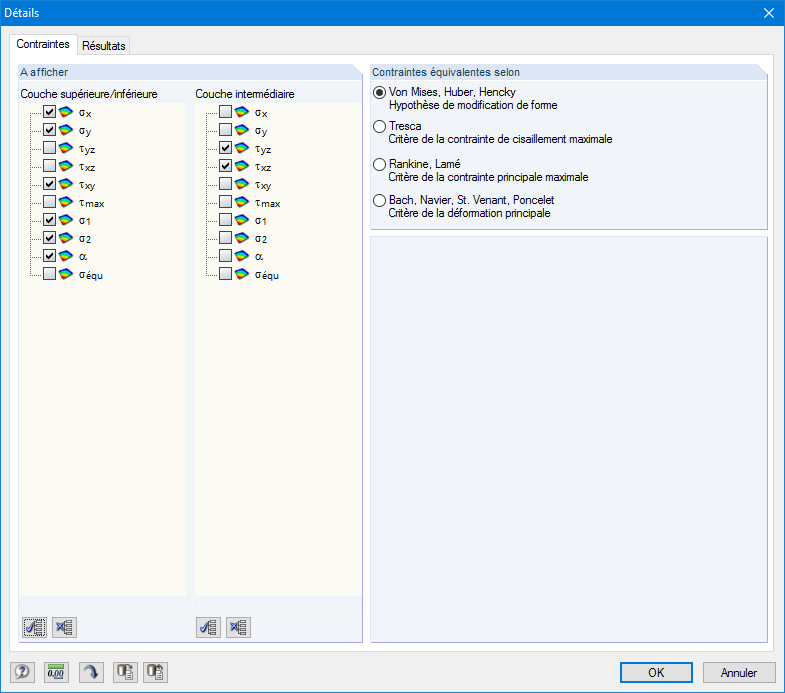 Detaileinstellungen für Spannungen