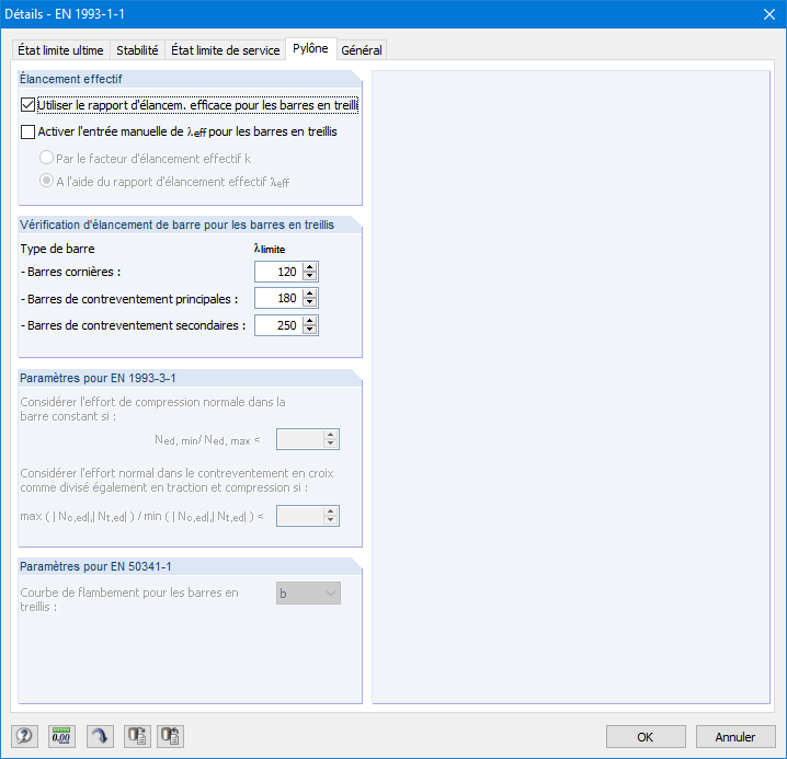 Detaileinstellungen für Gittermast