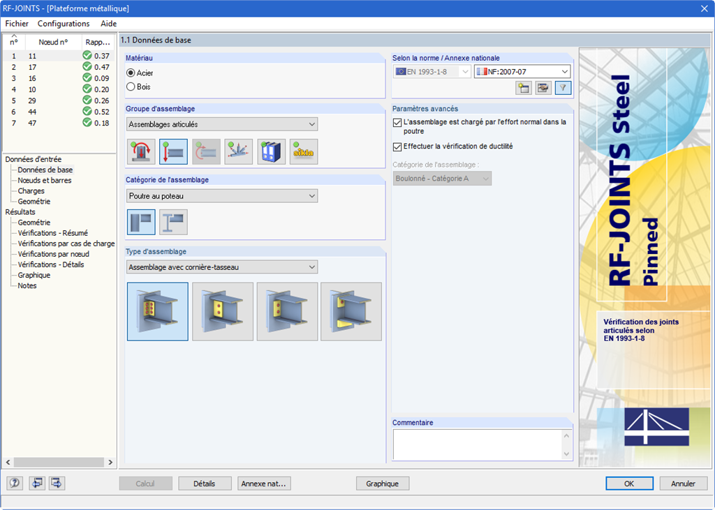 Fenêtre 1.1 Données de base