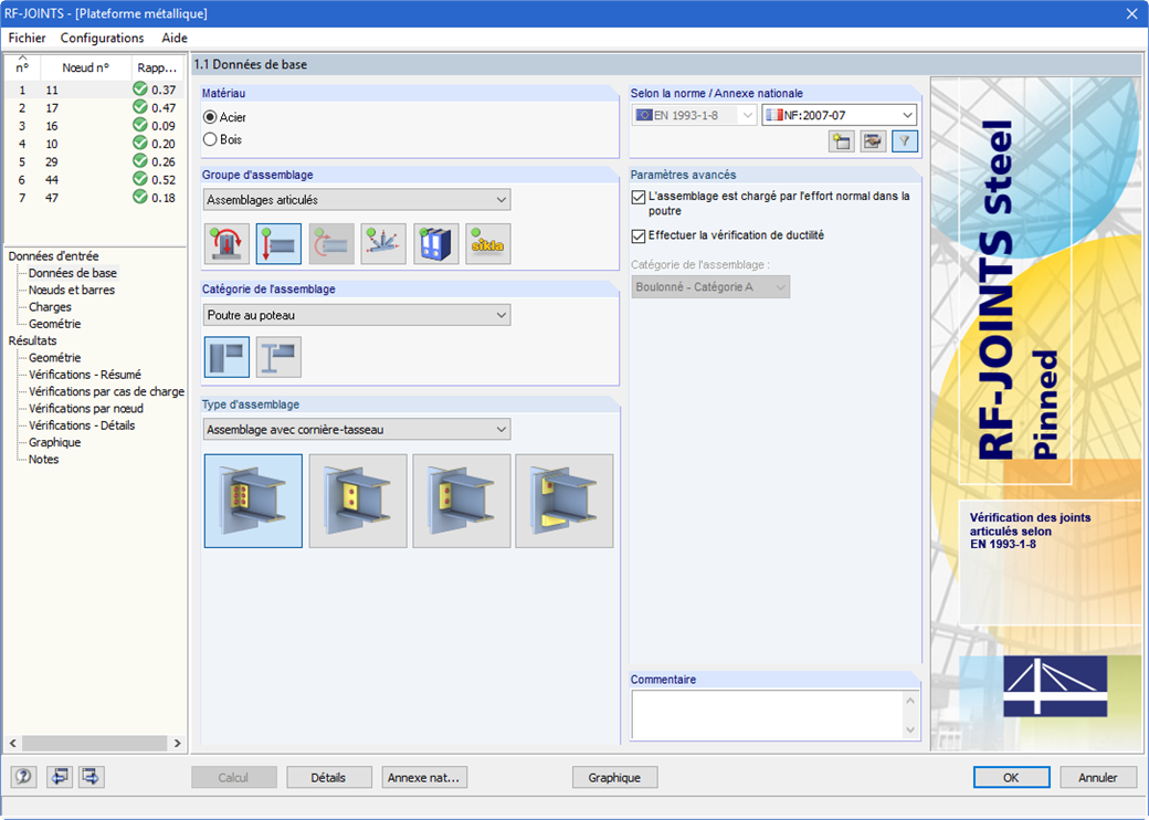 Fenêtre 1.1 Données de base