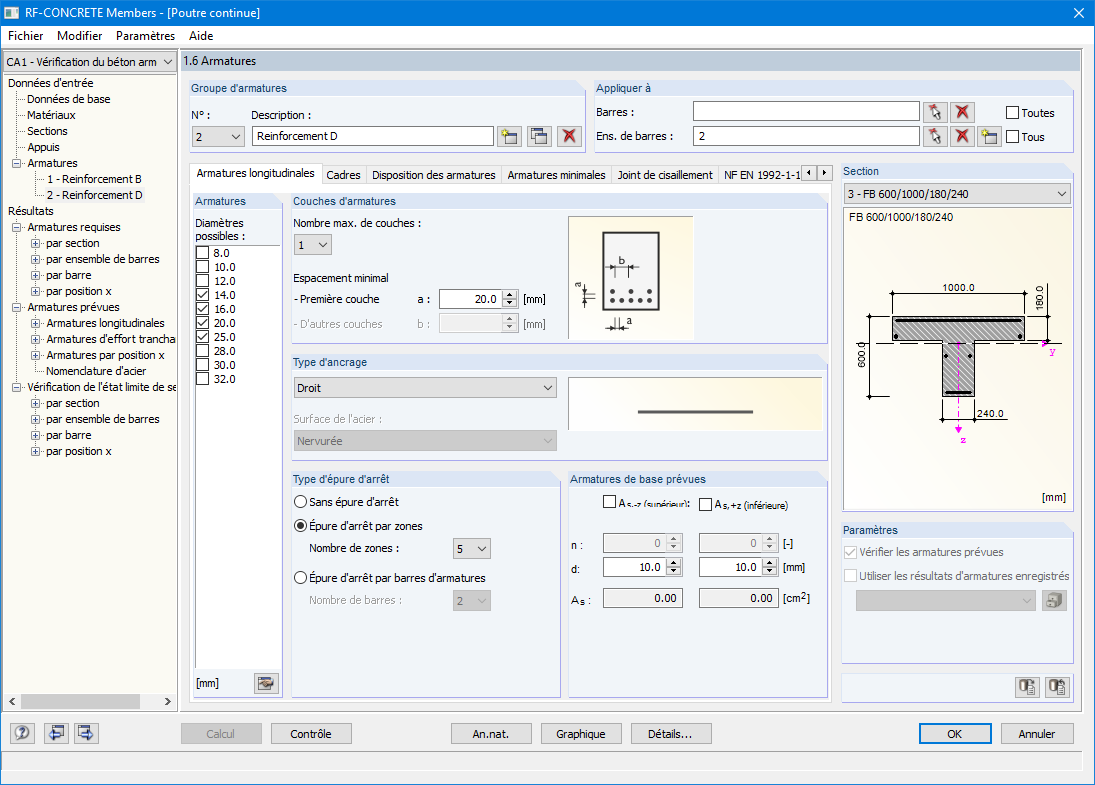 RF-CONCRETE Surfaces - Paramètres de détail