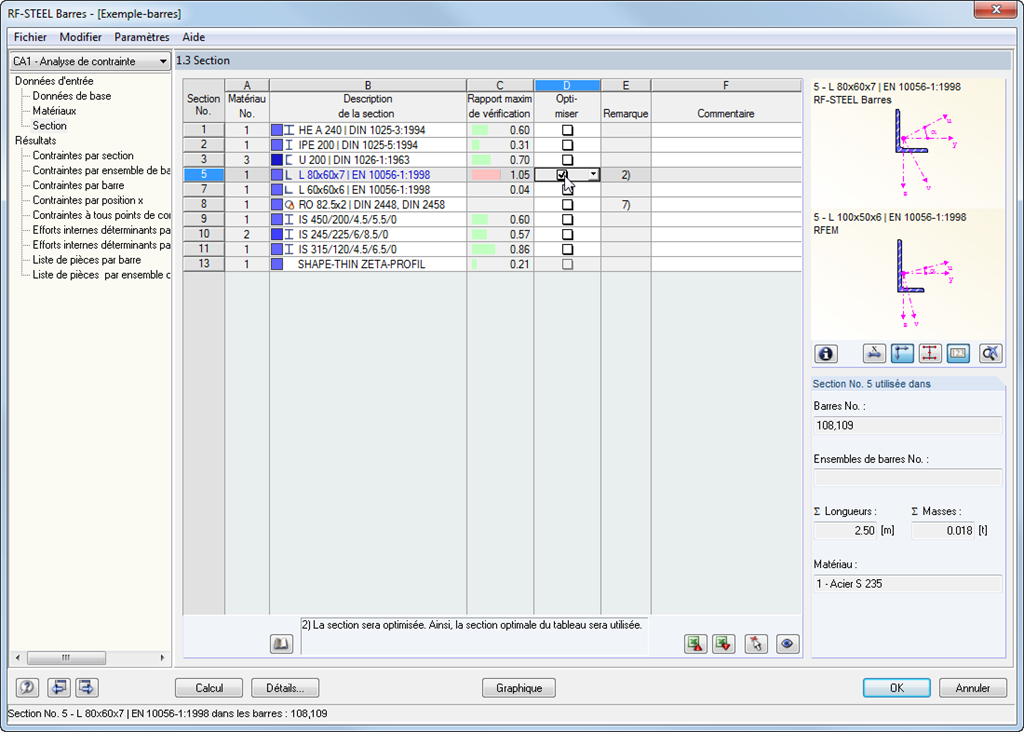 Optimierungsmöglichkeit von Querschnitten
