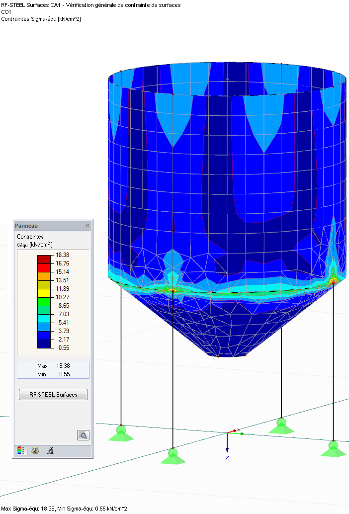 Grafische Darstellung der Vergleichsspannung an Flächen