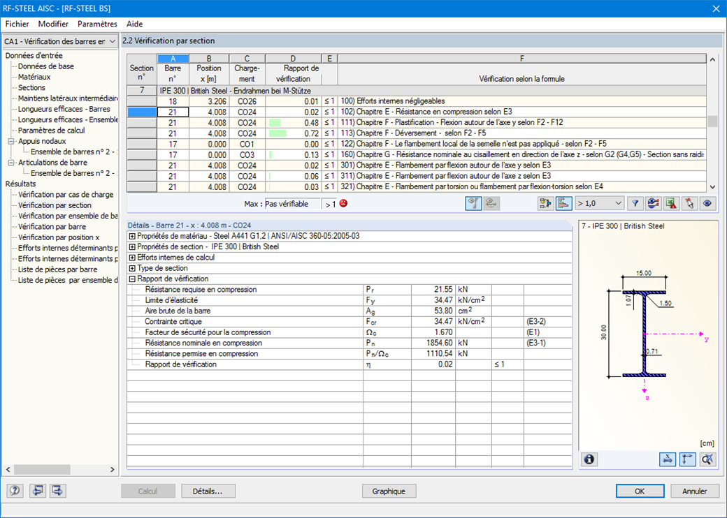 Maske 2.2 Ergebnisse querschnittsweise