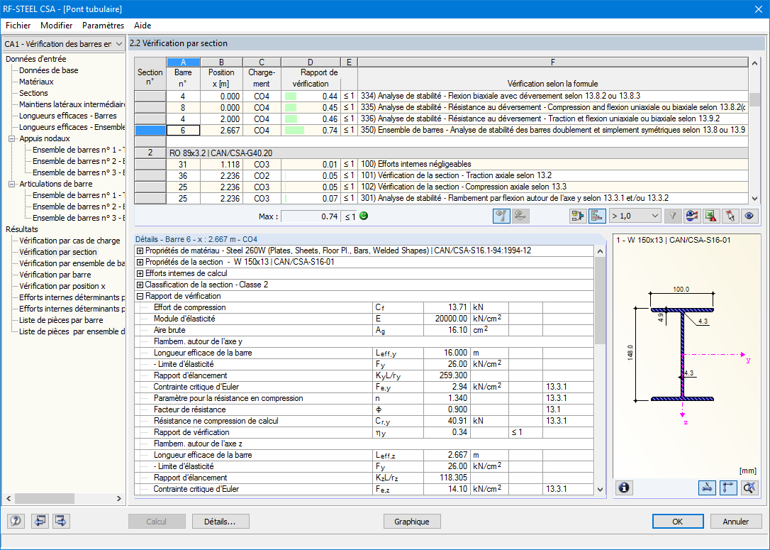 Maske 2.2 Nachweise querschnittsweise