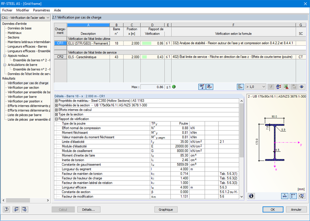 Maske 2.2 Nachweise querschnittsweise