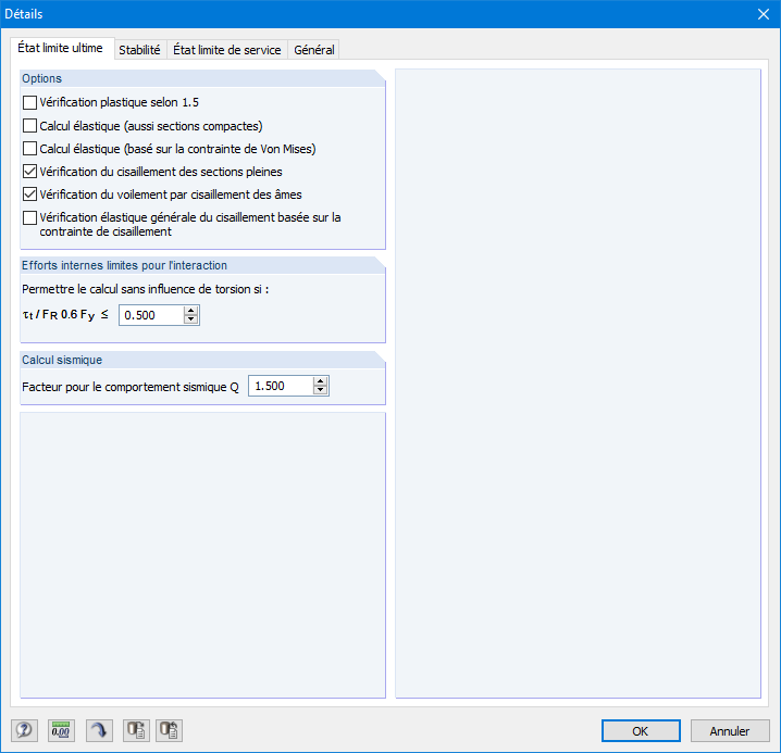 Detaileinstellungen Tragfähigkeit
