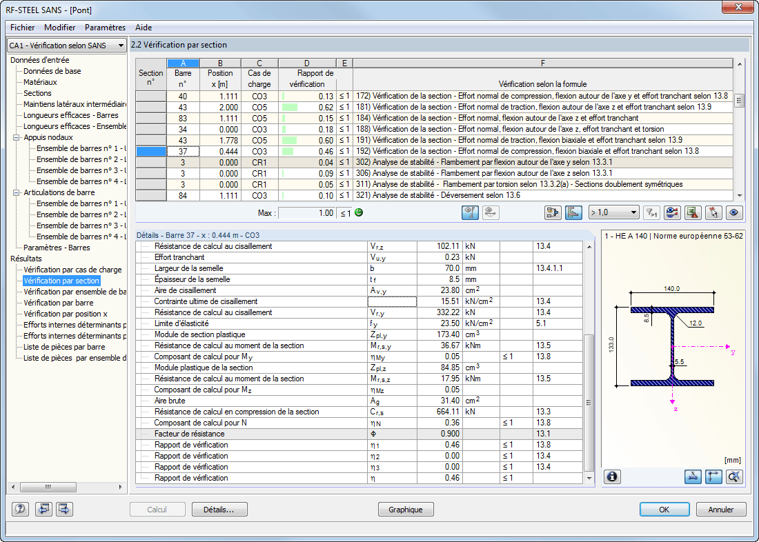 Maske 2.2 Nachweise querschnittsweise