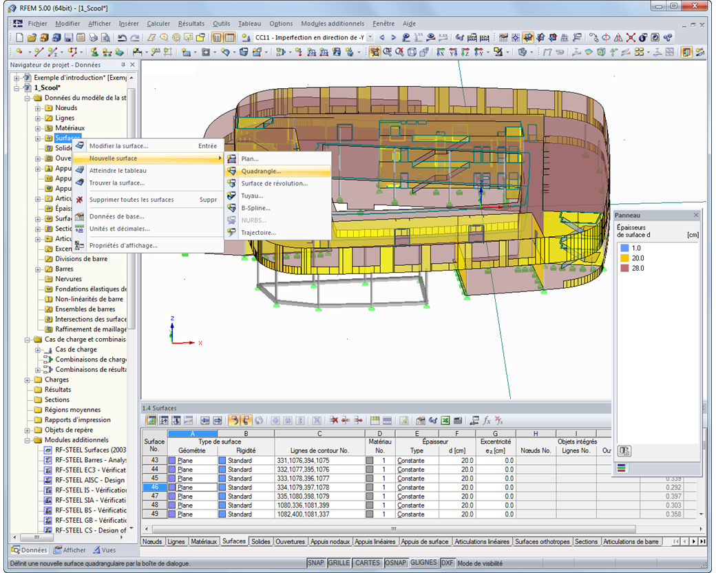 Navigator-Kontextmenü zum Anlegen einer neuen Fläche