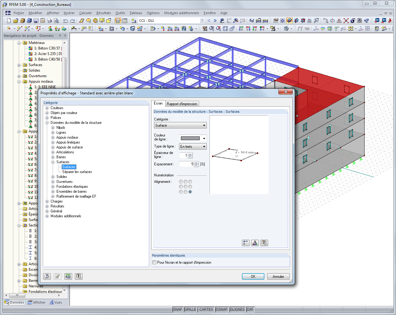 Ajustage des propriétés d'affichage