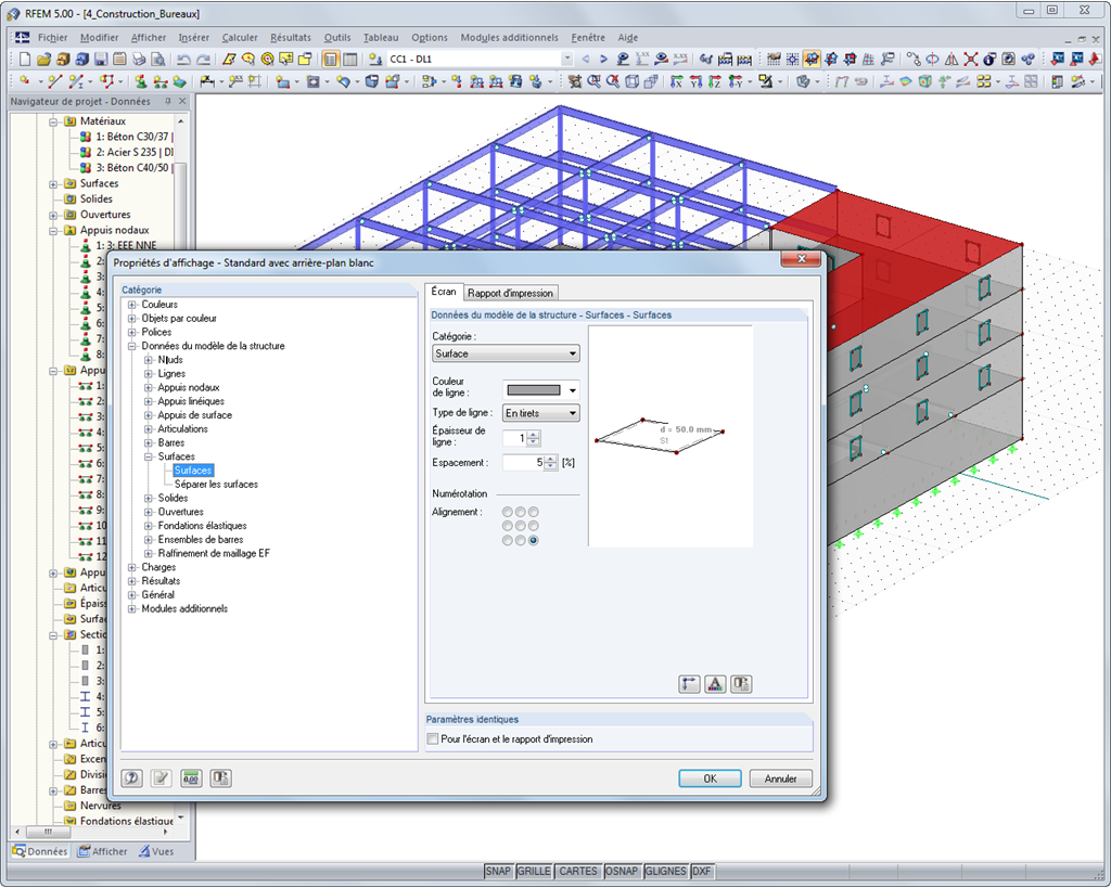 Ajustage des propriétés d'affichage
