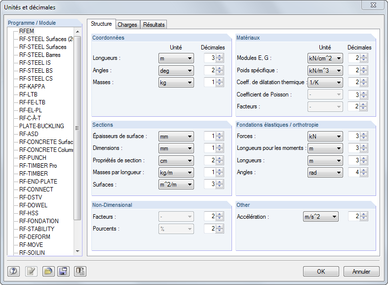 Anpassen der Einheiten und Dezimalstellen