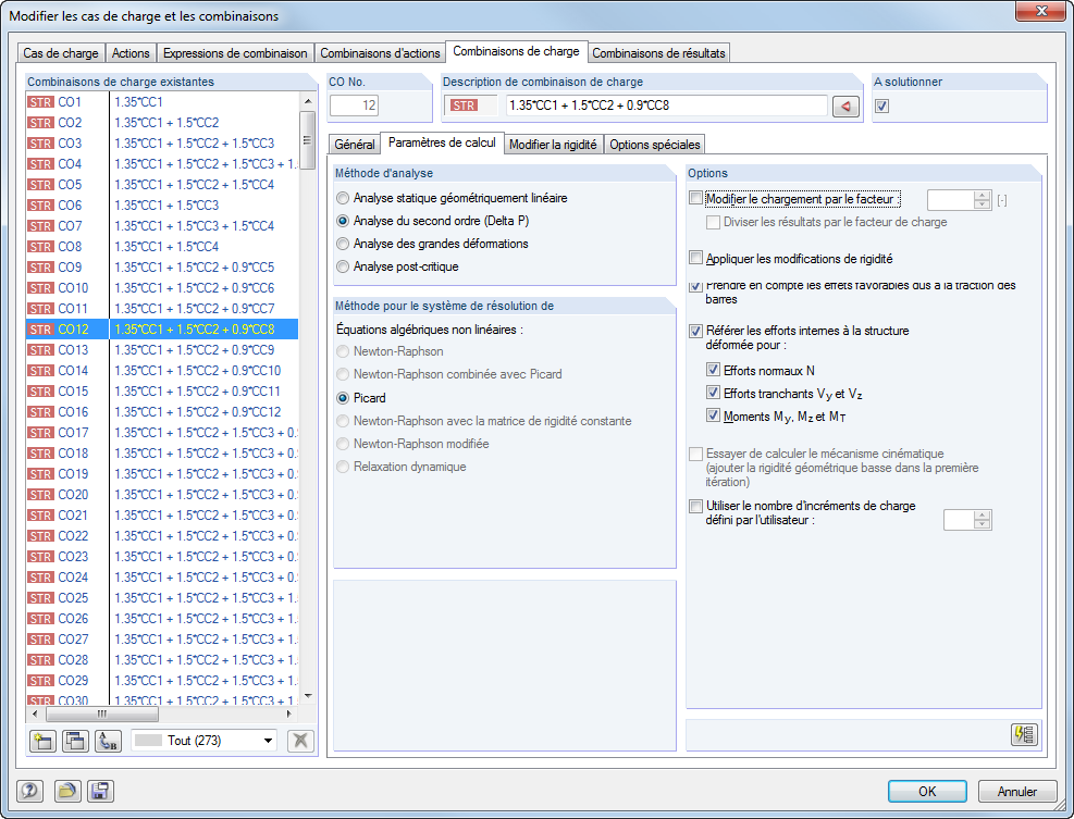 Bemessungsparameter einer Lastkombination