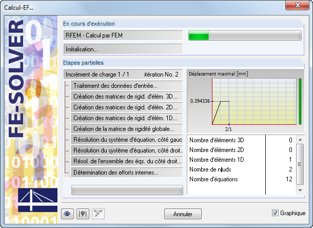 Ablauf der Berechnung mit Diagramm der Verformungen