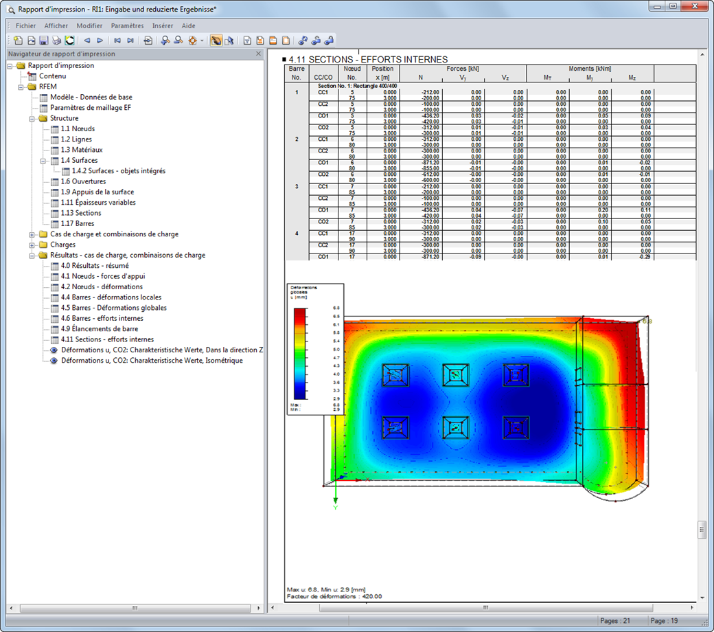 Graphique d'un cas de charge ajouté au rapport d'impression