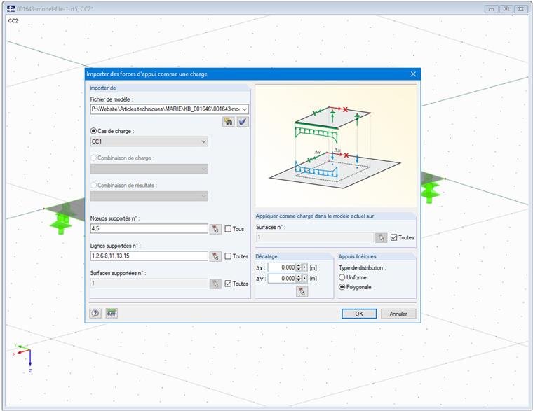 Boîte de dialogue « Importer des forces d’appui comme une charge »