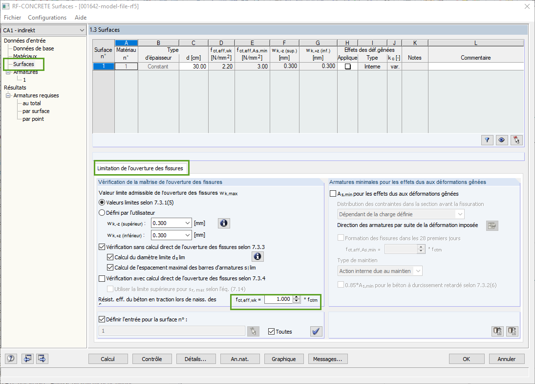 Résistance efficace du béton en traction à l’ouverture des fissures