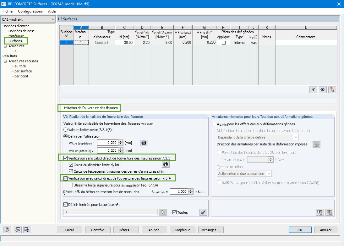 Limitation de l’ouverture des fissures