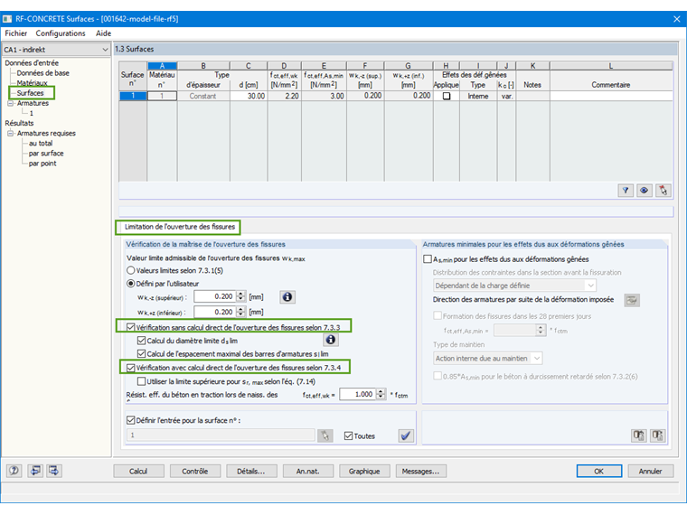 Limitation de l’ouverture des fissures