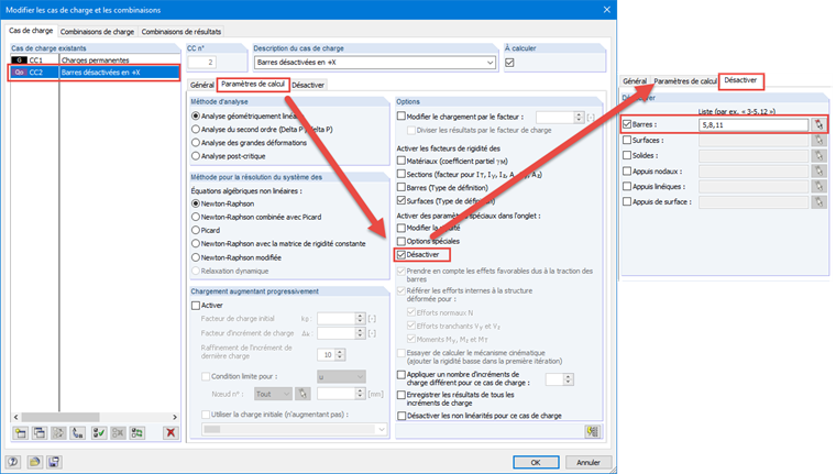 Option « Désactiver » dans RFEM