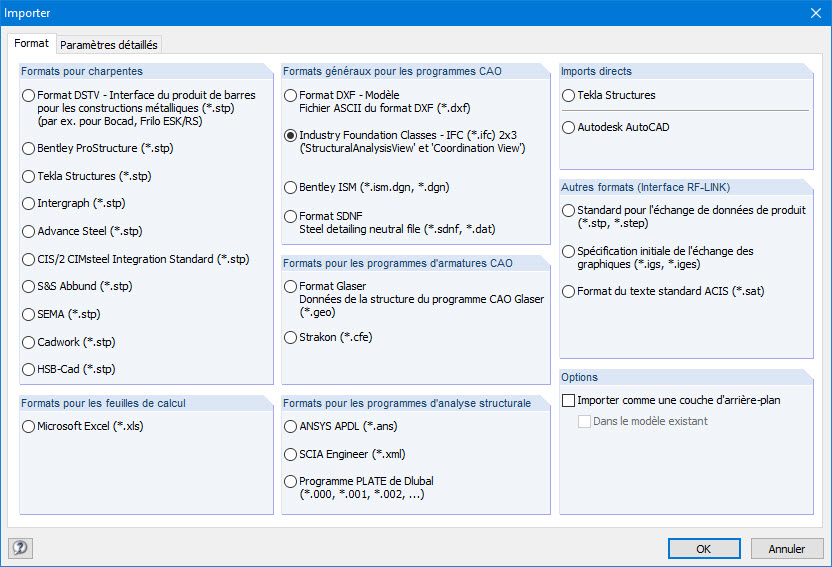 Boîte de dialogue d’importation de données dans RFEM