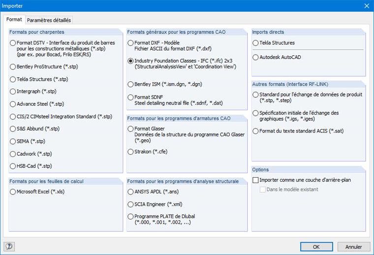 Boîte de dialogue d’importation de données dans RFEM