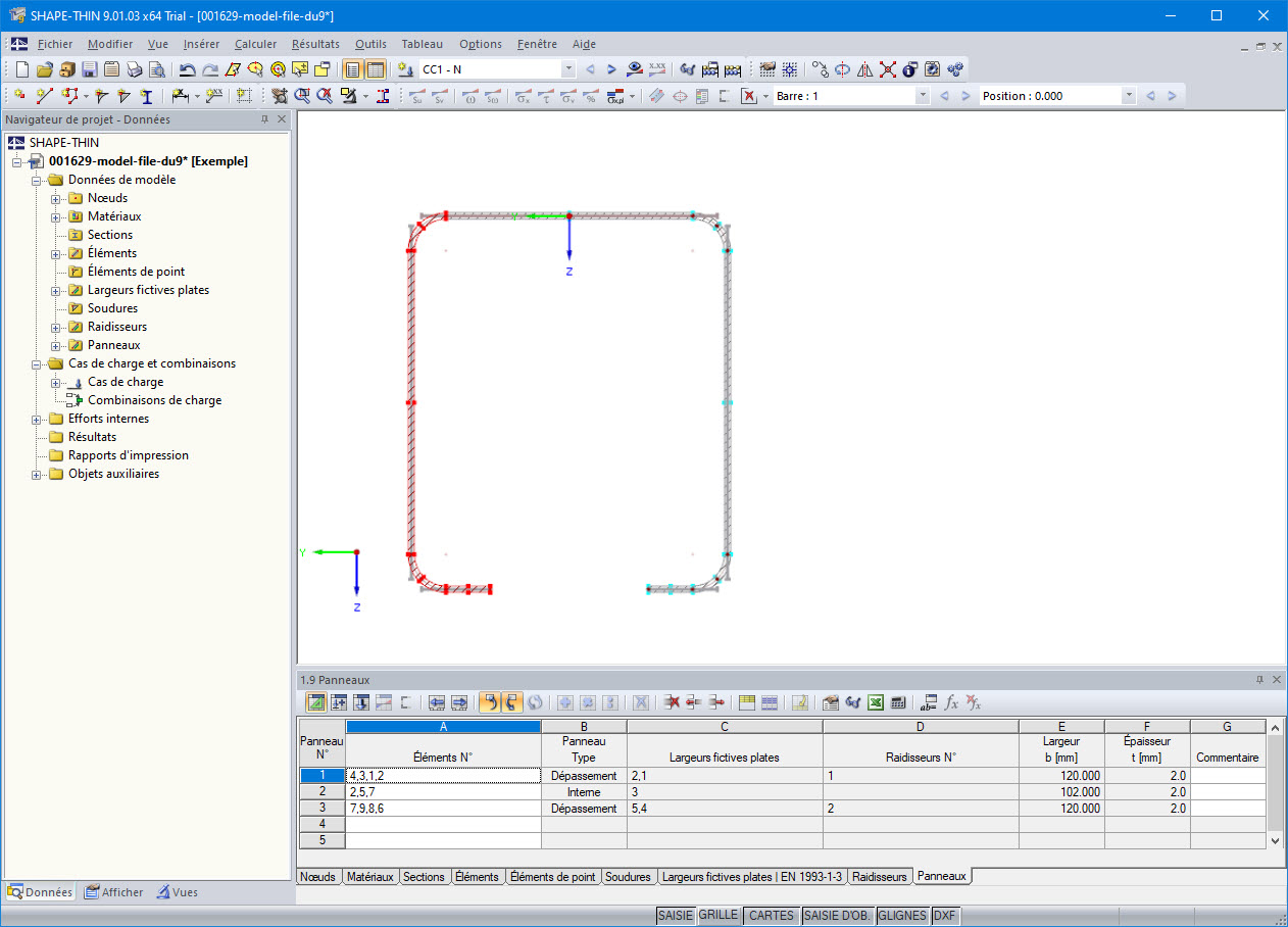 Tableau 1.9 Panneaux