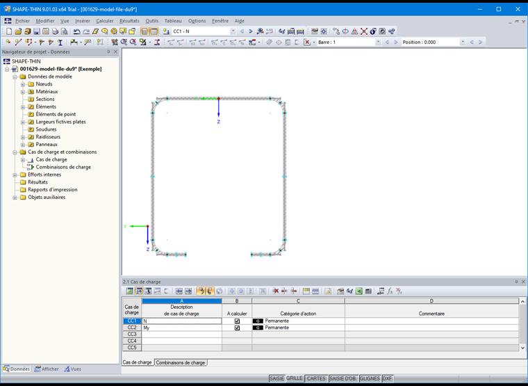 Tableau 2.1 Cas de charge