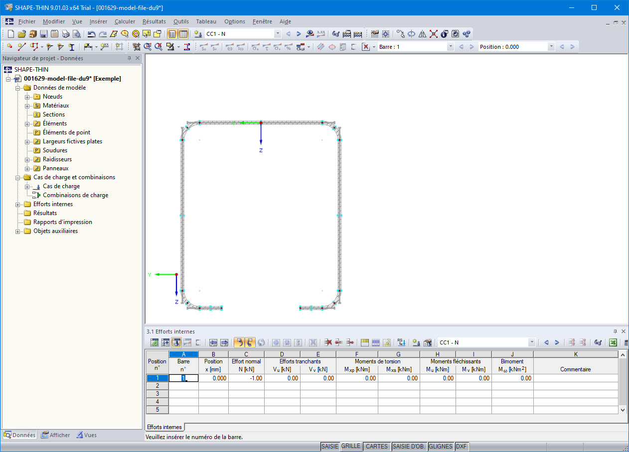 Tableau 3.1 Efforts internes