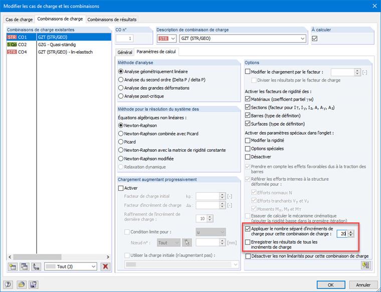 Contrôle local des incréments de charge